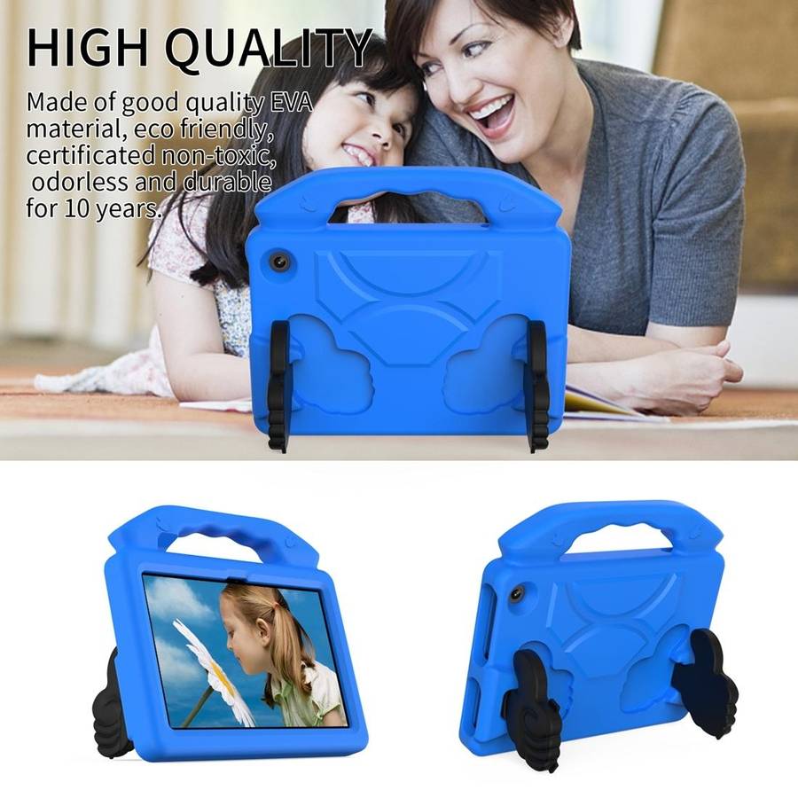 For Amazon Kindle Fire 7 2022 Children EVA Shockproof Tablet Case with Thumb Bracket(Blue)