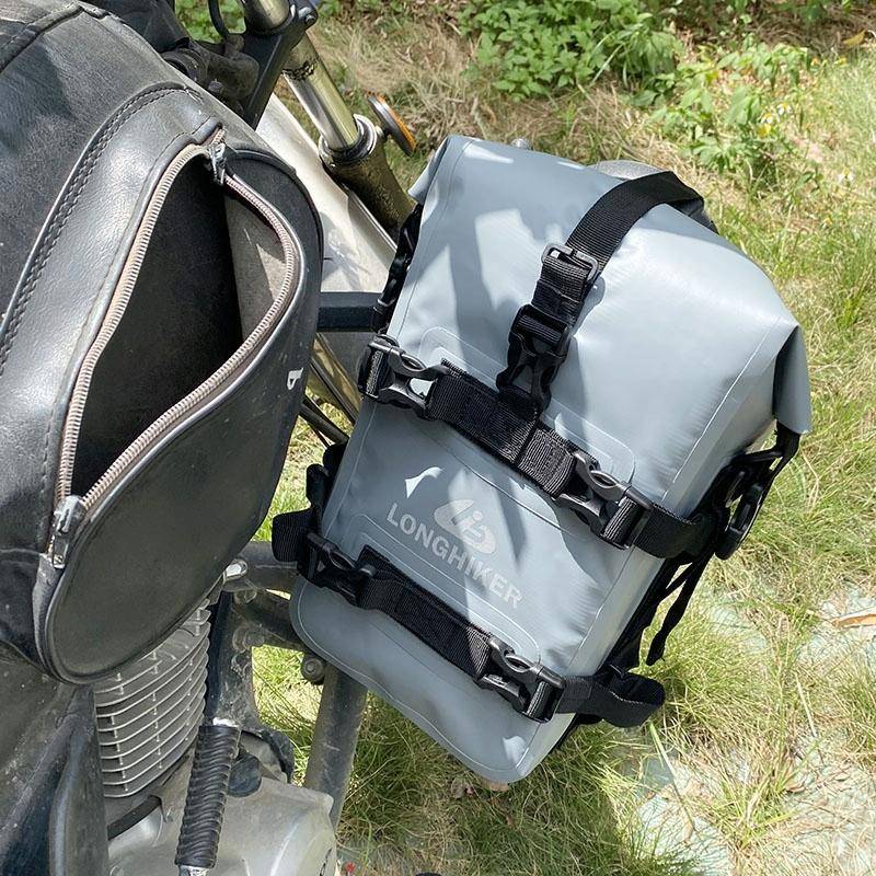 LONGHIKER Motorcycle Quick Release Waterproof Bumper Side Bag(Gray)