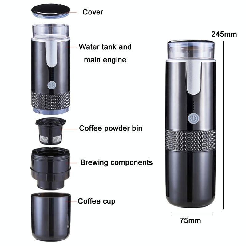 Fully Automatic Portable Wireless Coffee Machine(Black)