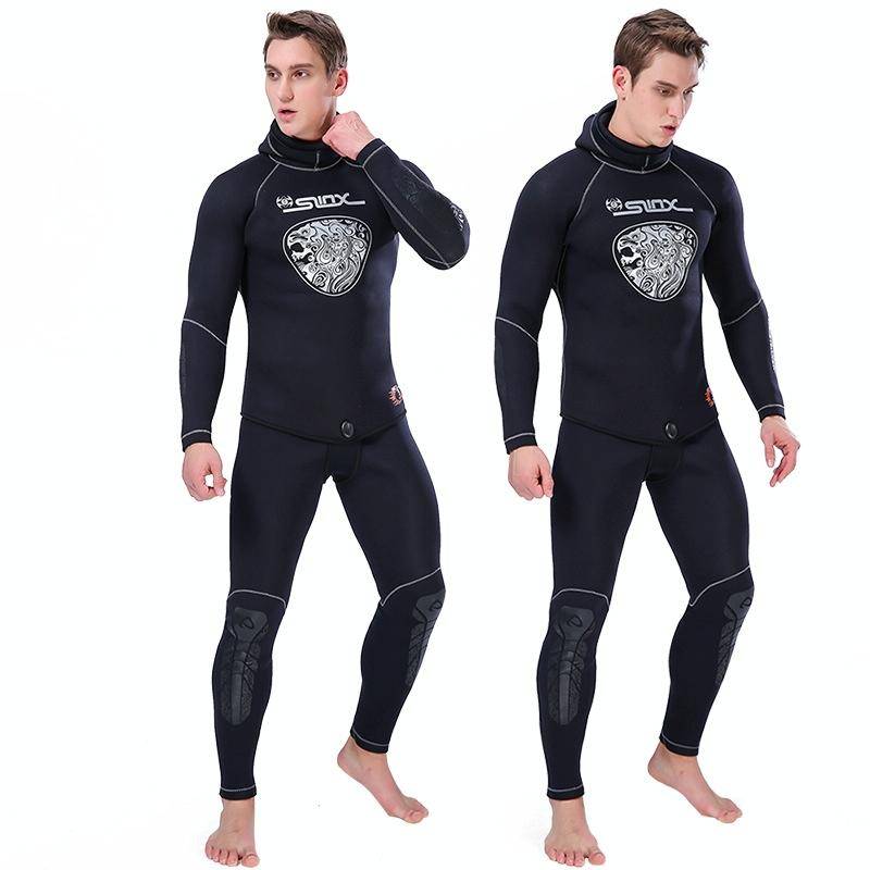SLINX Thickened Long-sleeved Split Wetsuit With Headgear, Size: XL(Pants)
