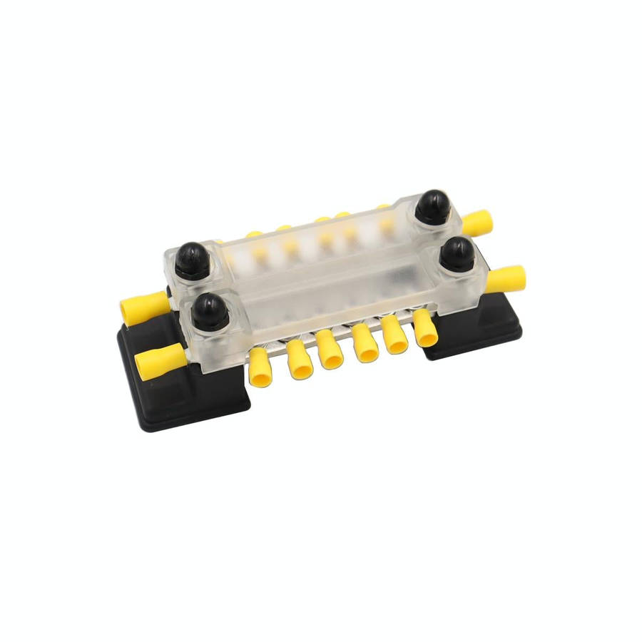 CP-3052 150A 12-48V RV Yacht Double-row 6-way Busbar with 16pcs Terminals(Black)