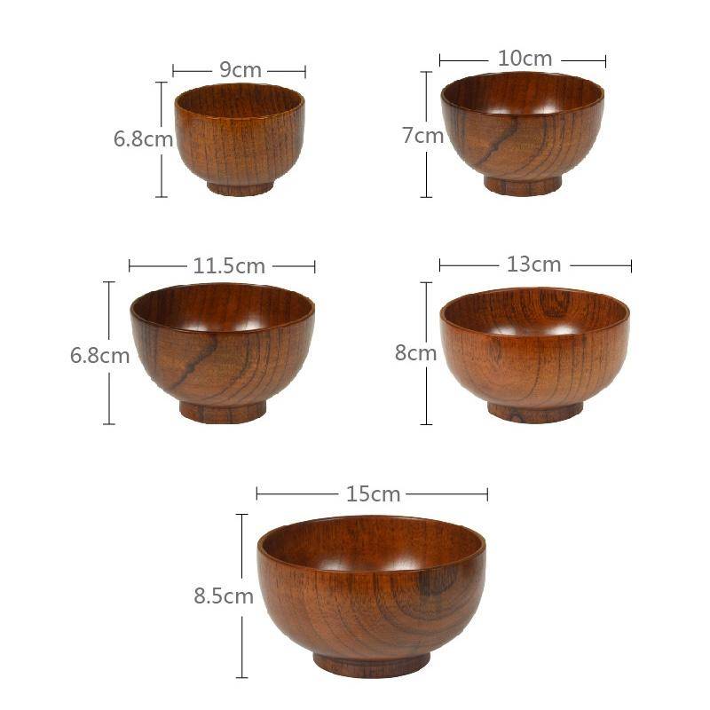 Adult Children Jujube Solid Wood Bowl Soup Noodle Bowl Household Tableware, Size:Diameter 11.5 cm