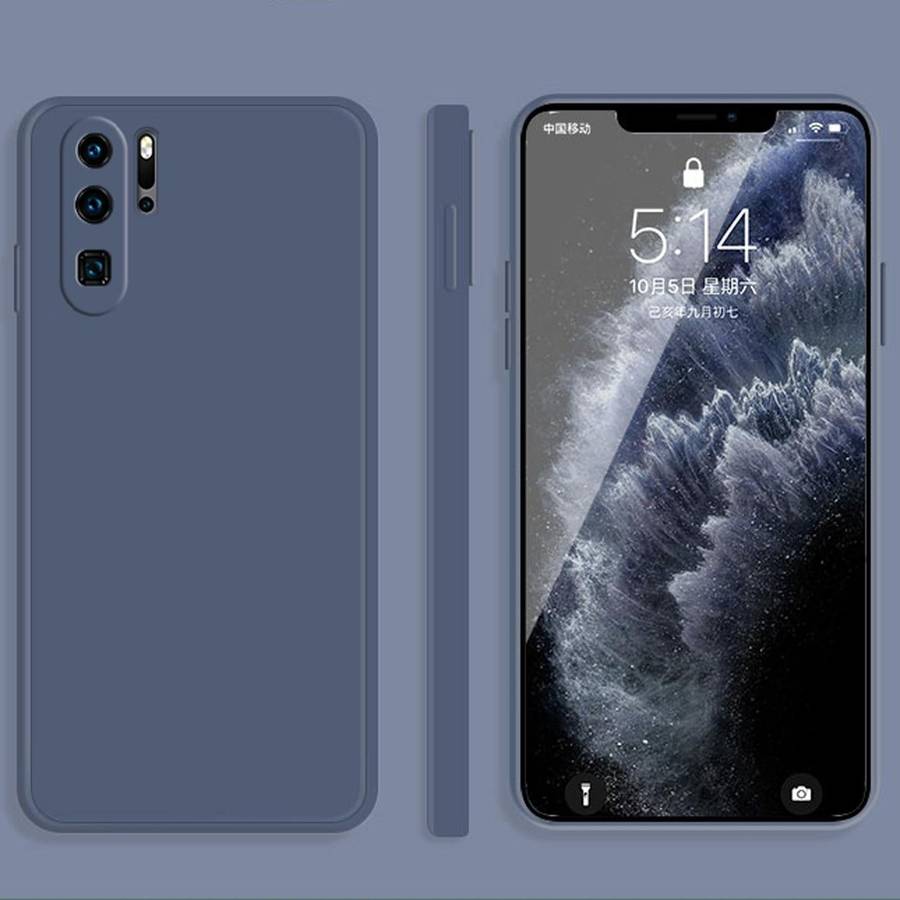 For Huawei P30 Pro Solid Color Imitation Liquid Silicone Straight Edge Dropproof Full Coverage Pr...