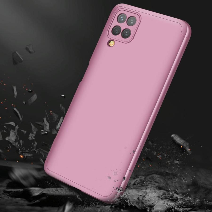 For Samsung Galaxy A12 GKK Three Stage Splicing Full Coverage PC Case(Rose Gold)