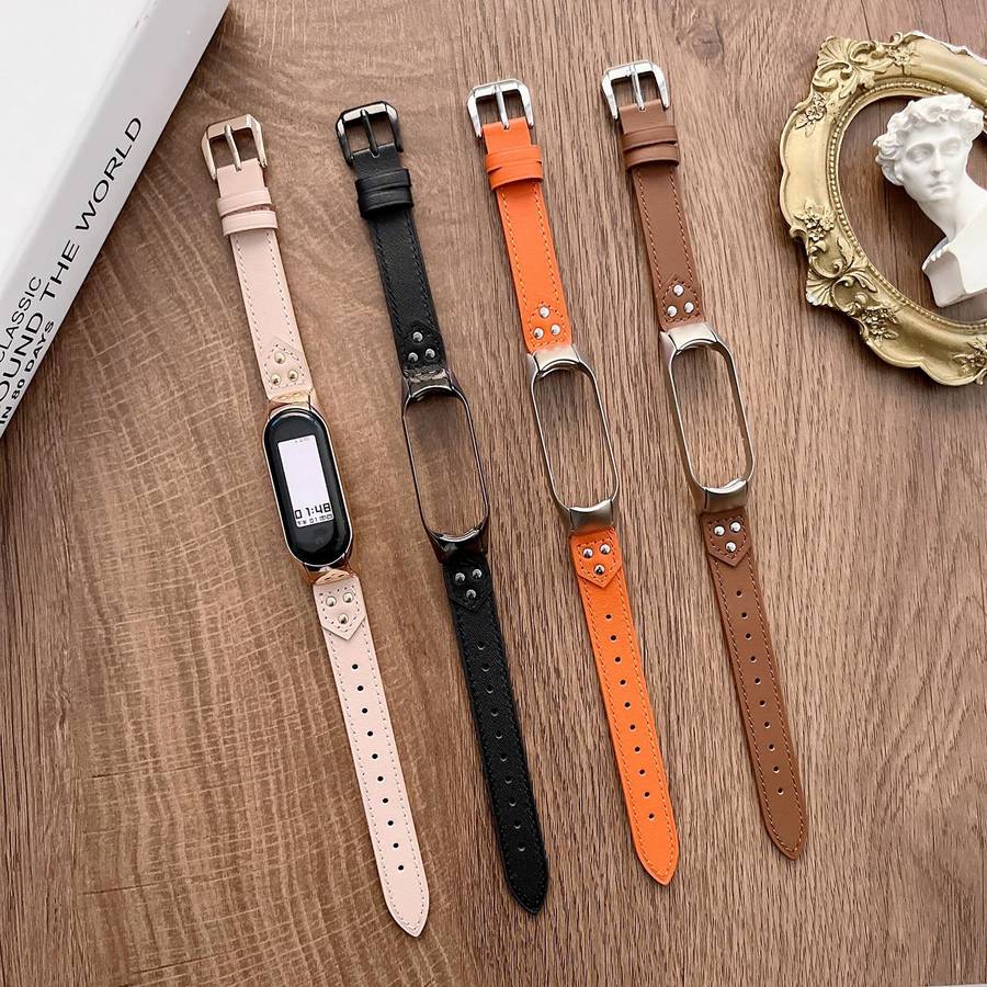For Xiaomi Mi Band 7 Buckle Genuine Leather Watch Band(Brown)