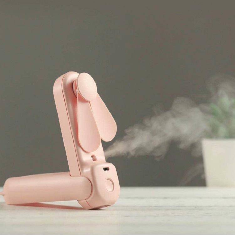 Portable Handheld Multifunction Fold Spray Fan Mini Electric Fan(Girl Pink)