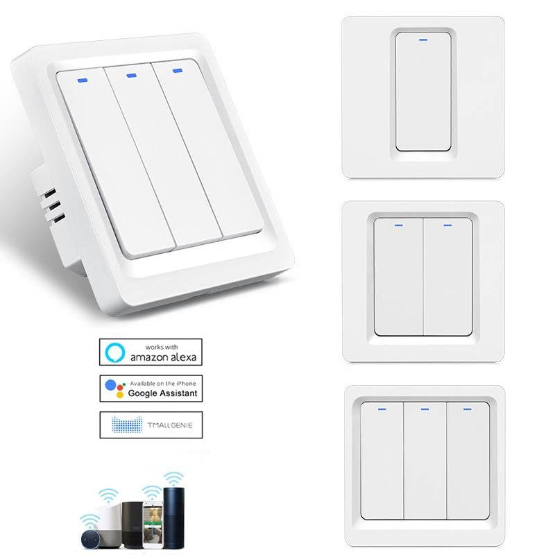 Tuya ZigBee Smart Single-fire Zero-fire Sharing Switch Phone Control Voice Panel EU Plug, Spec: 3...