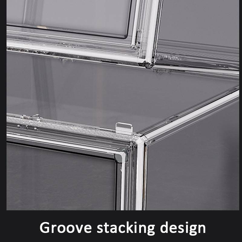 Stackable Transparent Storage Box Magnetic Suction Bookcase Handbag Display Rack, Style: Three Pa...