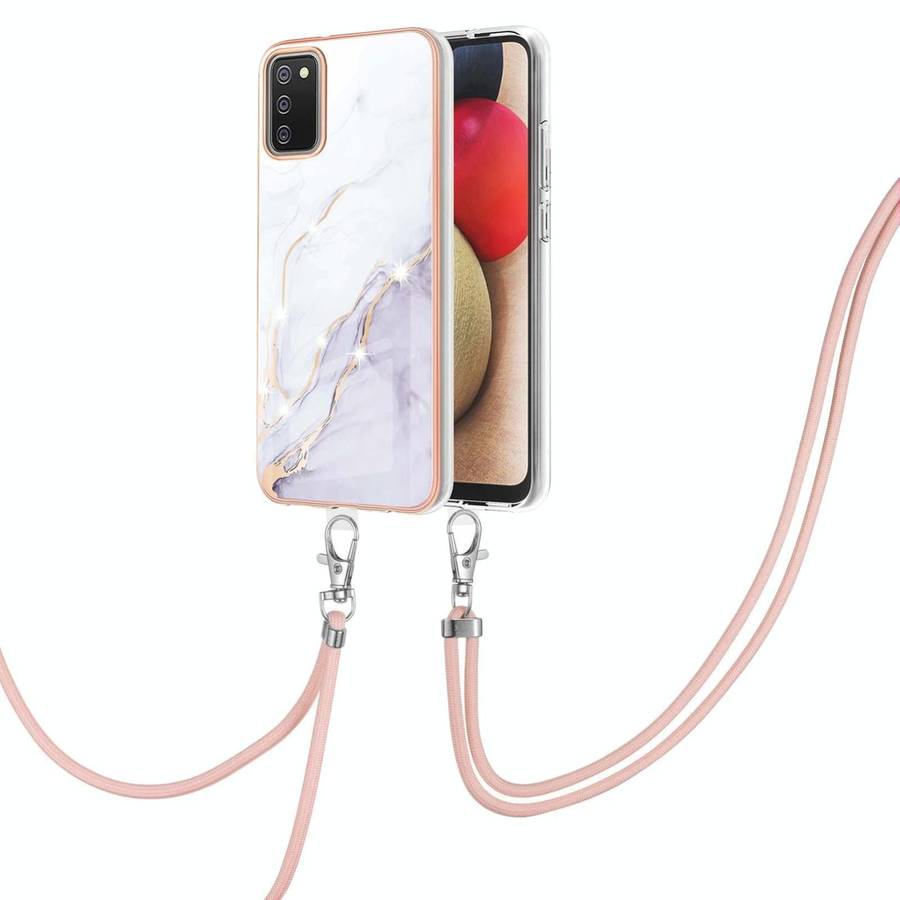 For Samsung Galaxy A02s EU Version 164mm Electroplating Marble Pattern IMD TPU Shockproof Case wi...