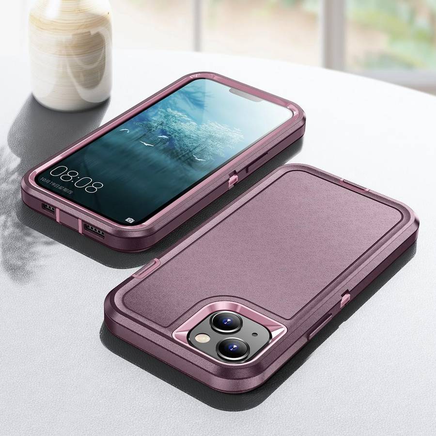 For iPhone 15 Life Waterproof Rugged Phone Case(Purple + Pink)