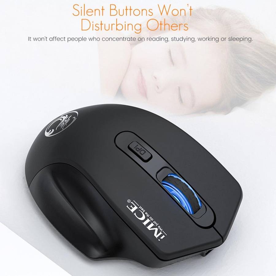iMICE G-1800 Rechargeable 4 Buttons 1600 DPI 2.4GHz & Bluetooth Silent Wireless Mouse for Compute...