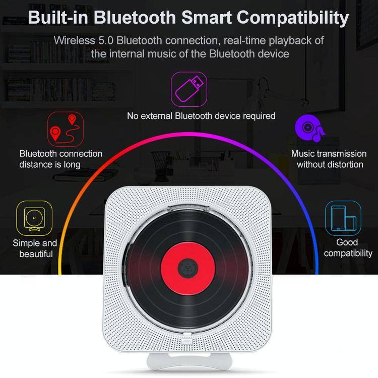 KC-909 Portable Bluetooth Speaker CD Player with Remote Control