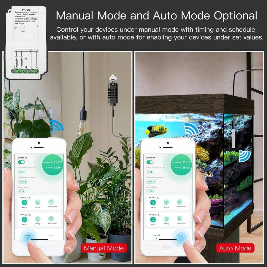 Temperature and Humidity Probe Tuya Dual-way Temperature and Humidity Switch Timer Smart Switch