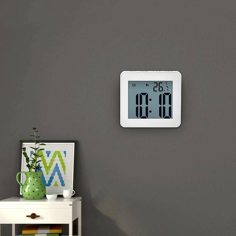 Waterproof Wall Clock LCD Bathroom Clock Kitchen Electronic Alarm Clock