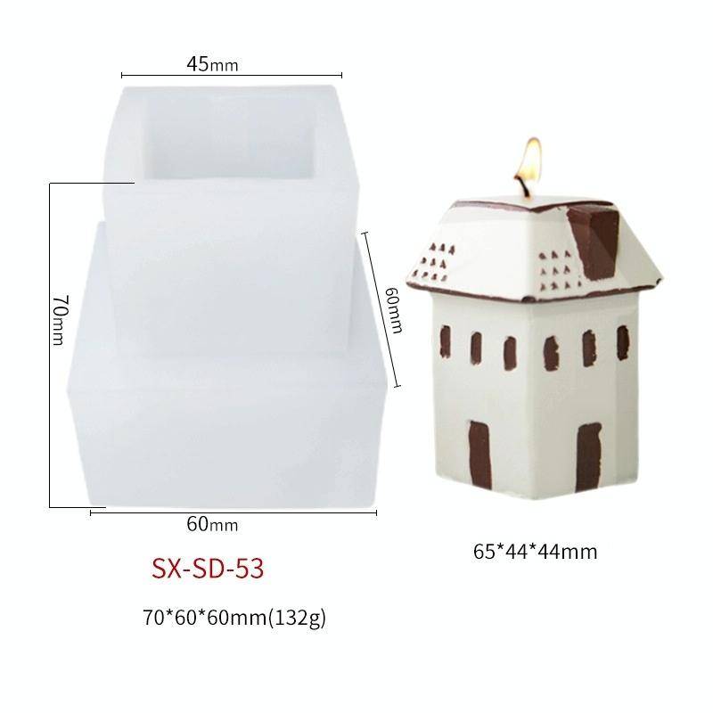 DIY Christmas Candle Aromatherapy Gypsum Silicone Mold, Shape: Snow House 3