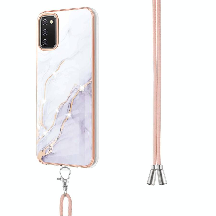 For Samsung Galaxy A02s EU Version 164mm Electroplating Marble Pattern IMD TPU Shockproof Case wi...