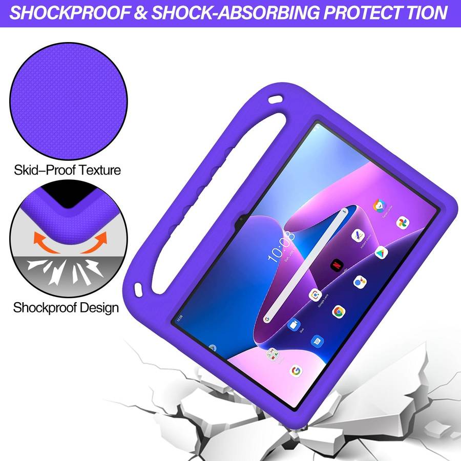 For Lenovo Tab M10 Plus 10.6 3rd Gen 2022 Handle EVA Shockproof Tablet Case with Holder(Purple)