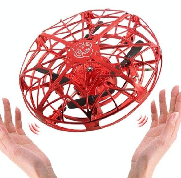 UFO Induction Aircraft Gesture Four-axis Induction Flying Saucer Suspension Children Toys(Red)