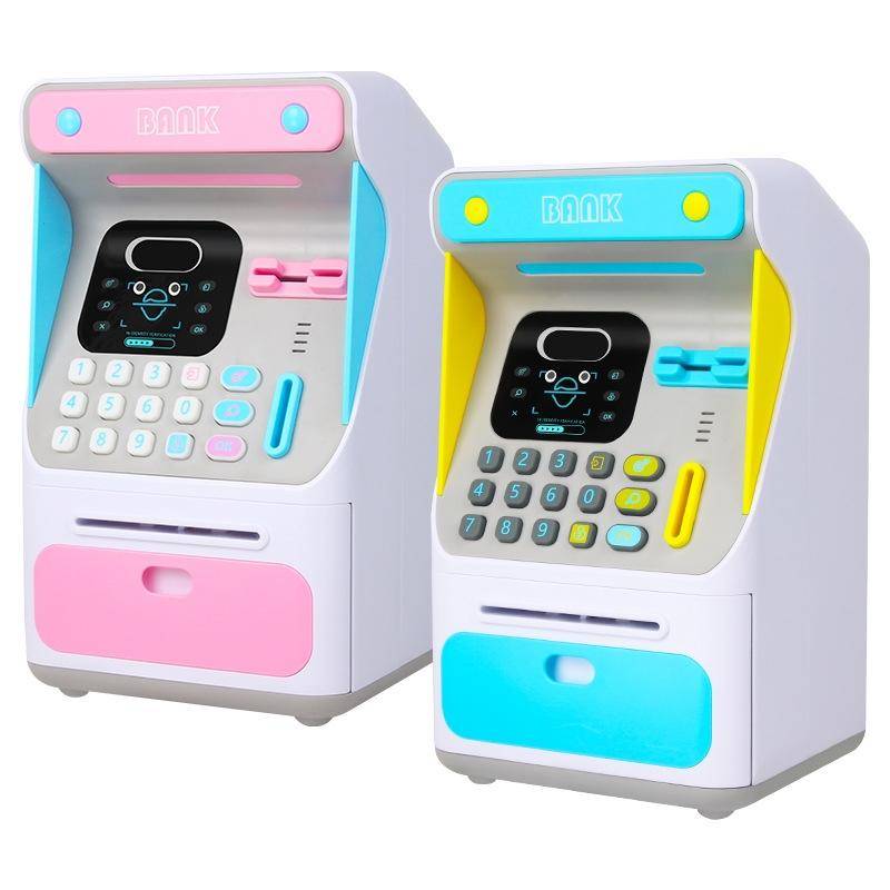 8010 Simulated Face Recognition ATM Machine Piggy Bank Password Automatic Rolling Money Safe Pigg...
