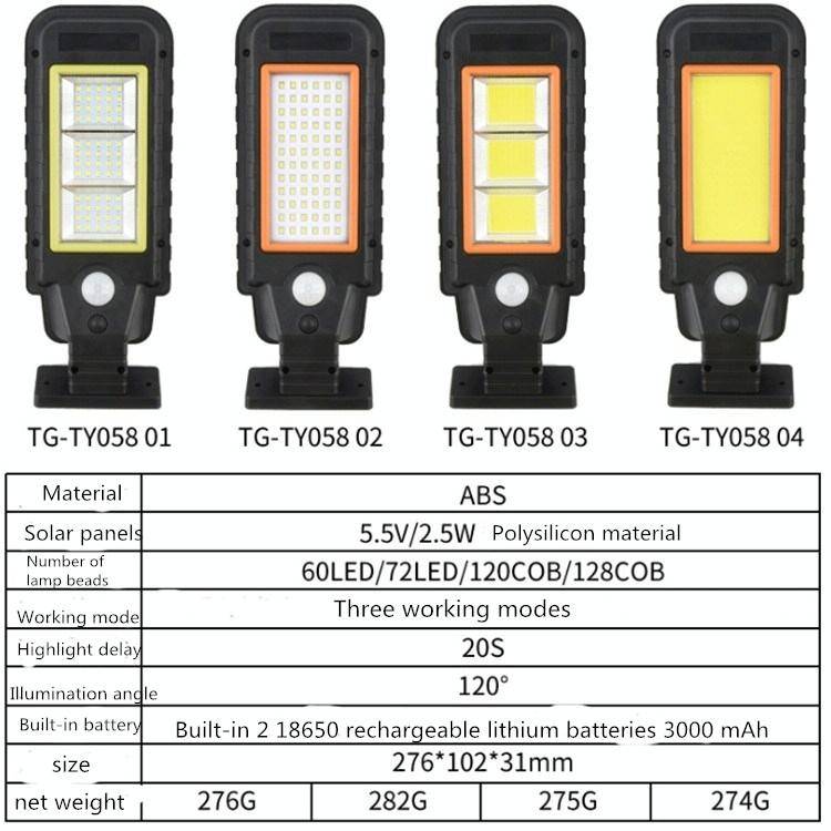 72 LED Solar Lamp Body Induction Wall Lamp LED Outdoor Waterproof Lighting Street Lamp(Green Edge)