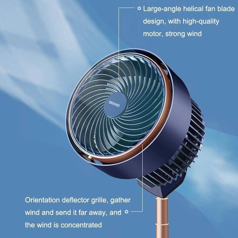 Shaking Head Air Circulation Fan Household Silent Bedroom Floor Fan, CN Plug(Dark Blue)