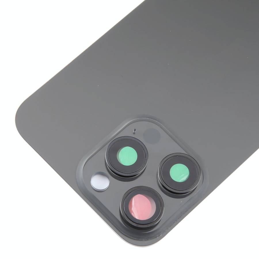 For iPhone 15 Pro Max Glass Battery Back Cover with Camera Lens Cover(Black)