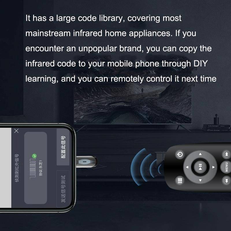 R10 Phone Smart Infrared Transmitter Learning Type Long Distance Remote Control, Interface: Type-...