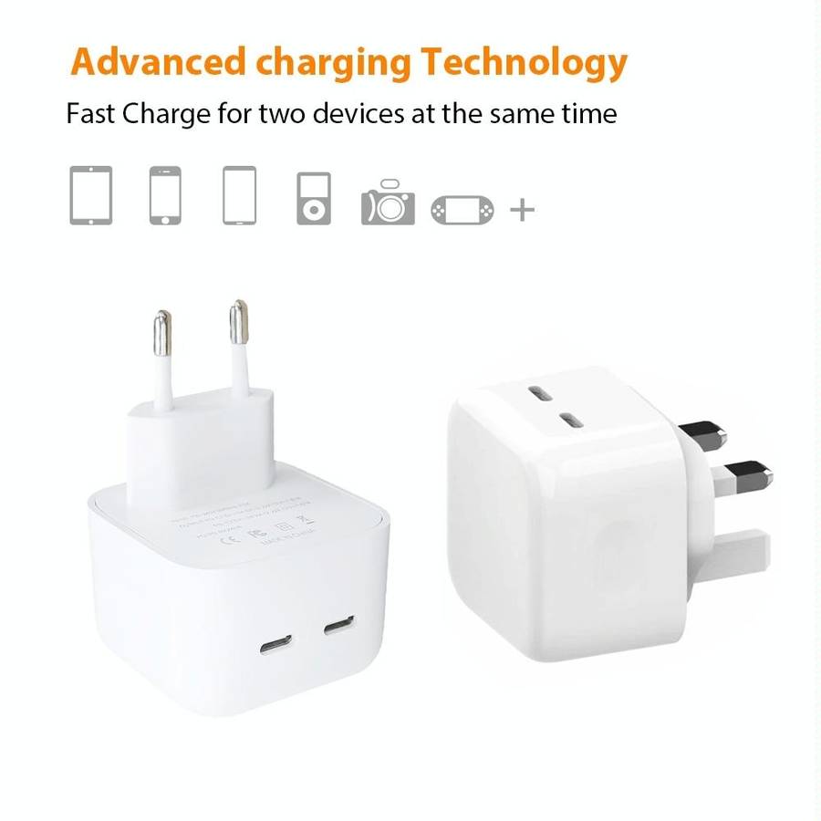 SDC-40W Dual PD USB-C / Type-C Charger for iPhone / iPad Series, EU Plug