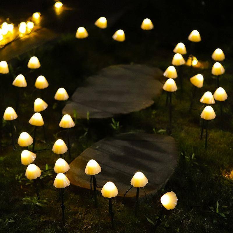 3.8m 10 LEDs Solar Mushroom Lawn Light Outdoor Waterproof Garden Villa Landscape Decorative Strin...