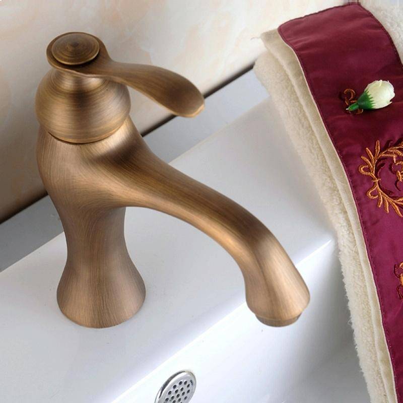 YP-5335 Antique Copper Single-Hole Under-Counter Basin Hot & Cold Water Faucet