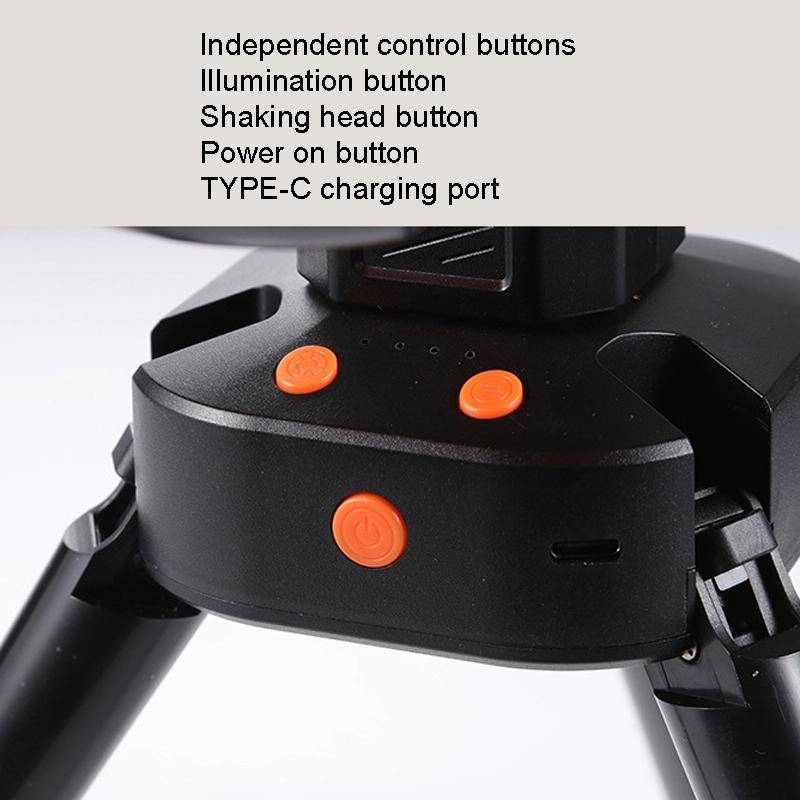 Outdoor Camping USB Charging Fan Tent Swing Head Fan With Tripod LED Light(Black)