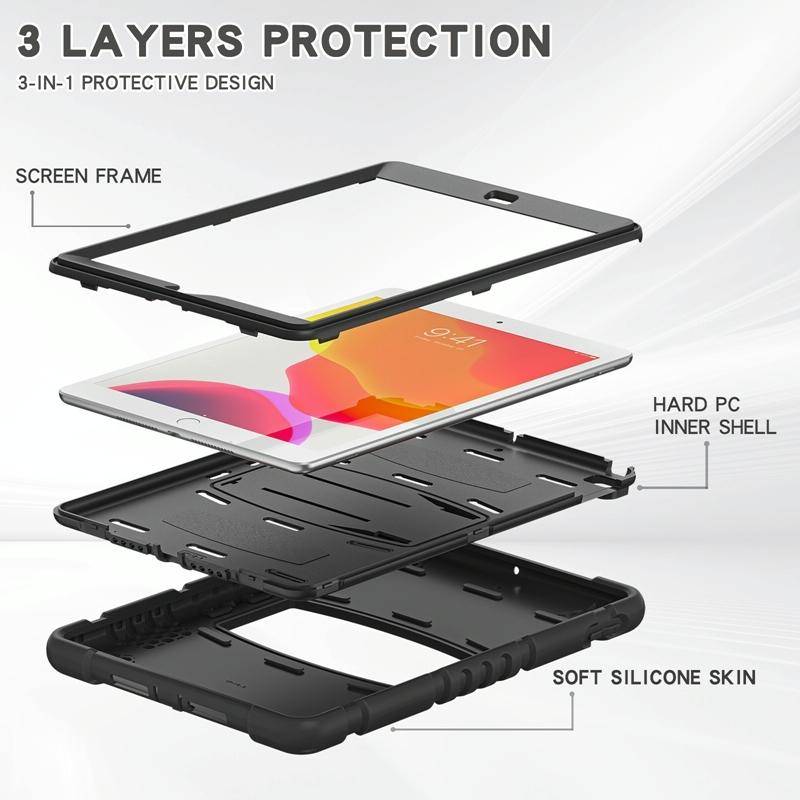 For iPad 10.2 2021 / 2020 / 2019 3-Layer Protection Screen Frame + PC + Silicone Shockproof Combi...