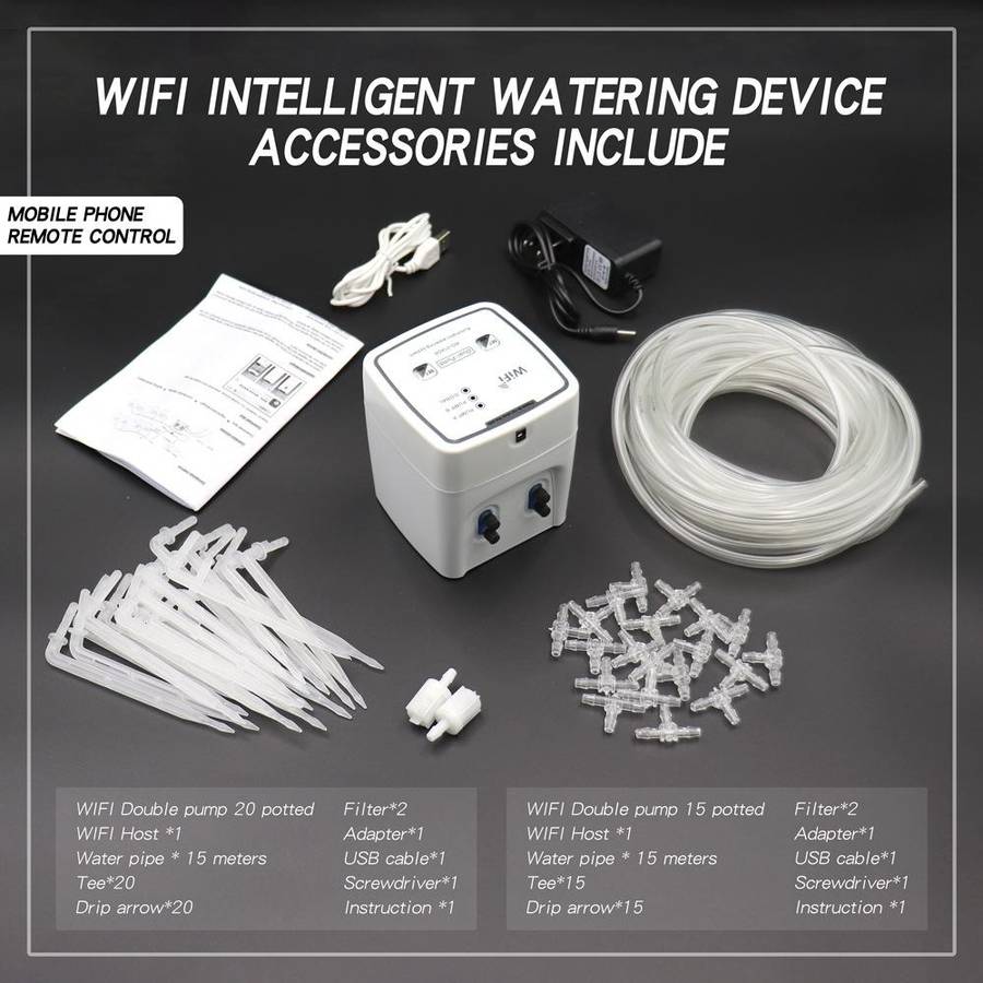 WD-01ADE WIFI Gardening Drip Irrigation Controller, Specification: Double Pump 20 Pots(UK Plug)