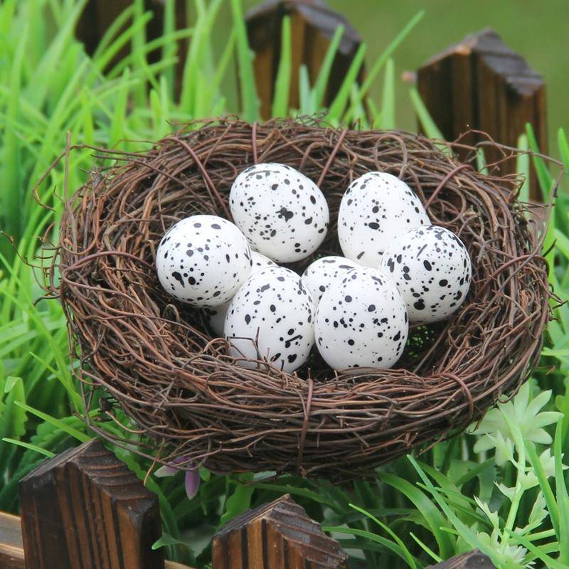 10cm Simulation Bird Nest + 2 PCS Bird Egg Holiday Decoration