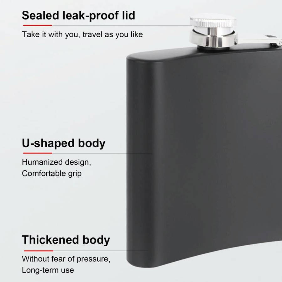 6oz 304 Stainless Steel Matte Black Paint Flagon Whiskey Vodka Wine Pot Hip Flask