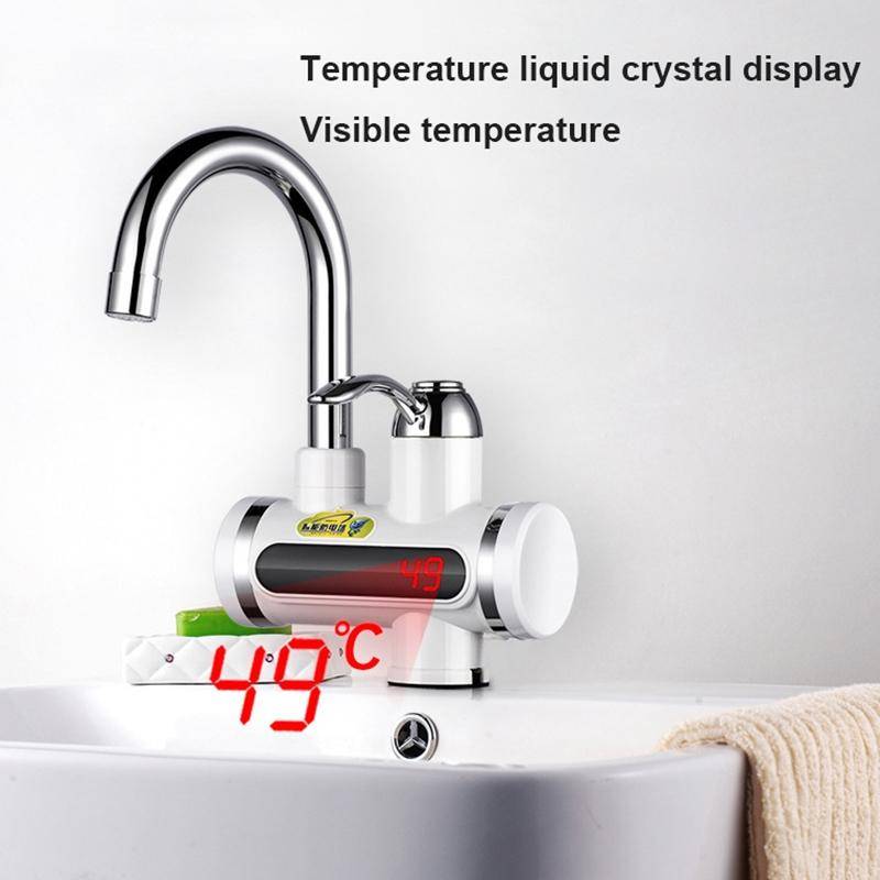 220V Kitchen Tankless Water Heater Instant Electric Faucet Electric Heater Tap with Temperature D...