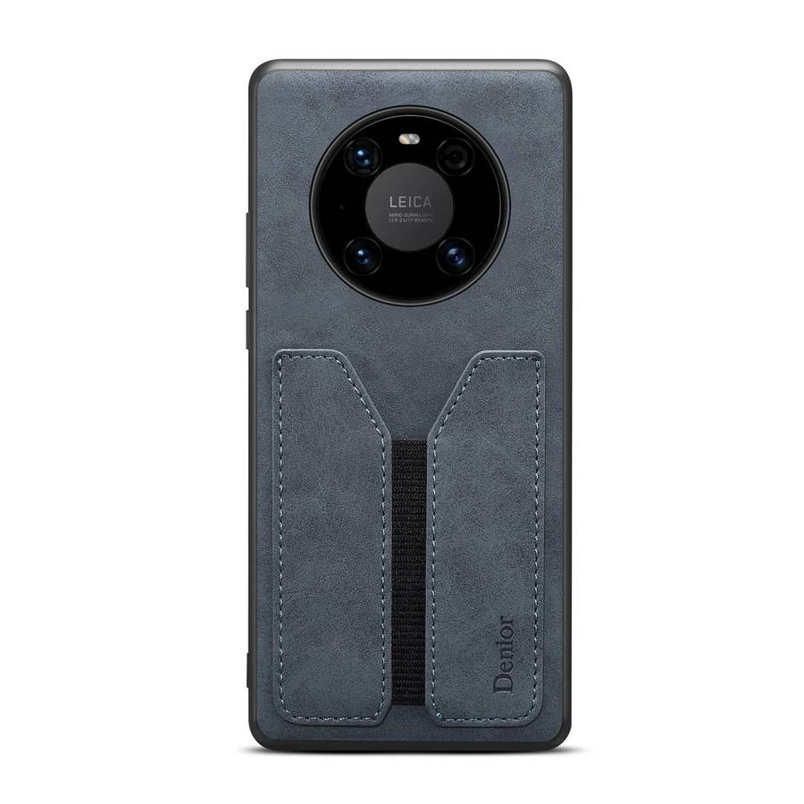 For Huawei Mate 50 Pro Denior DV Elastic Card PU Back Cover Phone Case(Grey)