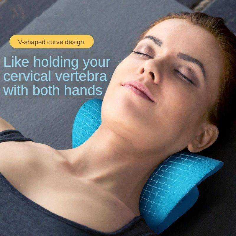 Neck Shoulder Stretcher Relaxer Cervical Chiropractic Traction Device Pillow(Pink)