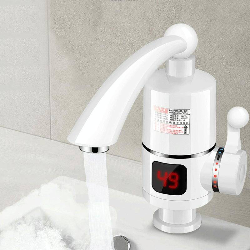 Digital Display Electric Heating Faucet Instant Hot Water Heater CN Plug Digital Horizontal Tube ...