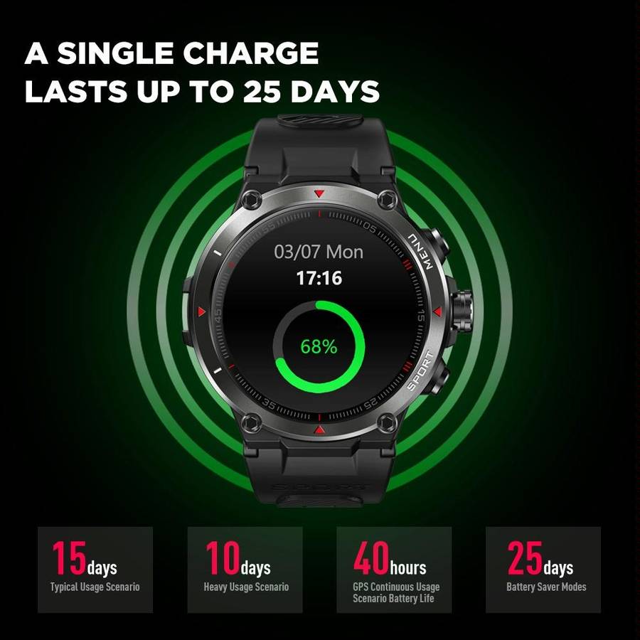 Zeblaze Stratos 2 1.3 inch AMOLED Screen Smart Watch, Support Sleep Monitoring / Heart Rate Monit...
