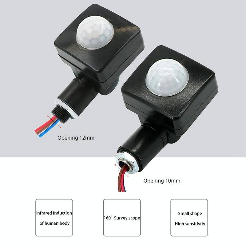 Automatic Security PIR Infrared Motion Sensor Detector Wall Spotlights Switch, Size:10mm(Black)