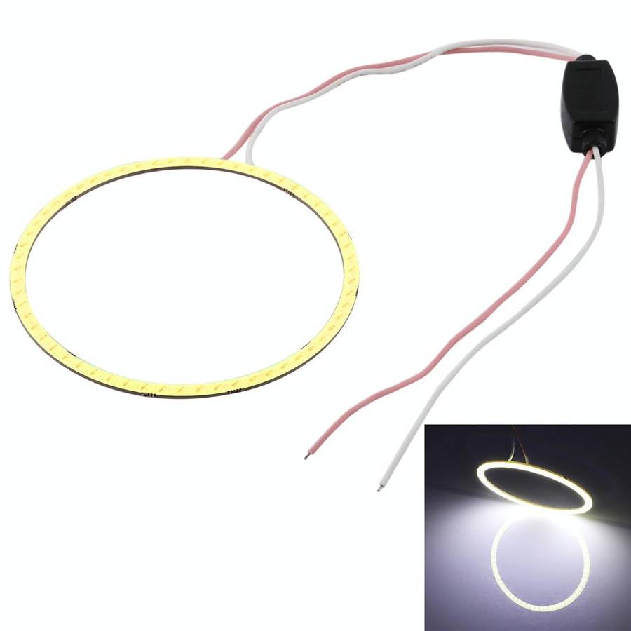 90mm 5W 180LM Angel Eyes Circles Car Headlight White Light COB LED Lights for Vehicles, DC 12-24V