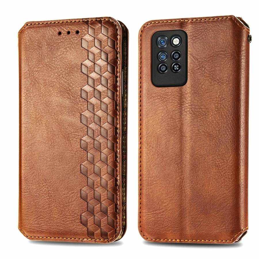 For Infinix Note 10 Pro Cubic Grid Pressed Horizontal Flip Magnetic PU Leather Case with Holder &...