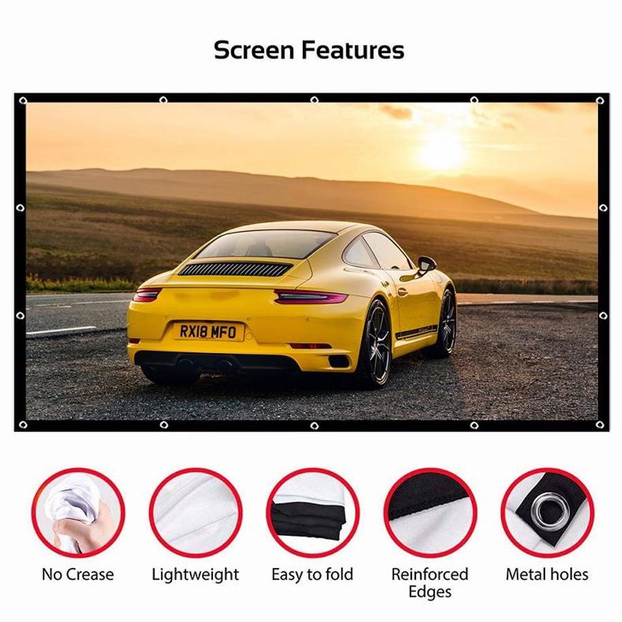 Simple Folding Thin Polyester Projector Film Curtain, Size:100 inch (16:9) Projection Area: 221x1...