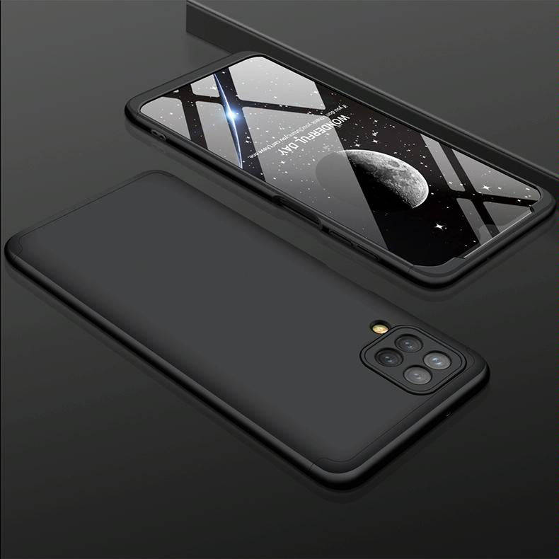 For Samsung Galaxy A12 GKK Three Stage Splicing Full Coverage PC Case(Black)
