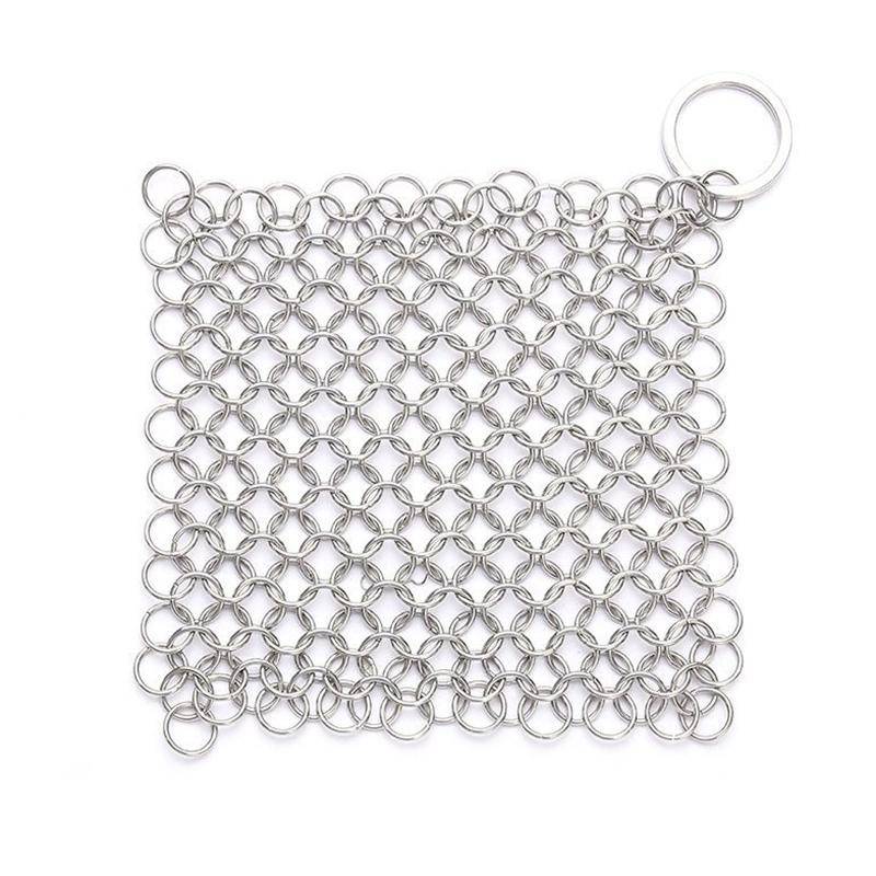 Stainless Steel Square Cast Iron Cleaner Pot Brush Scrubber Home Cookware Kitchen Cleaning Tool, ...