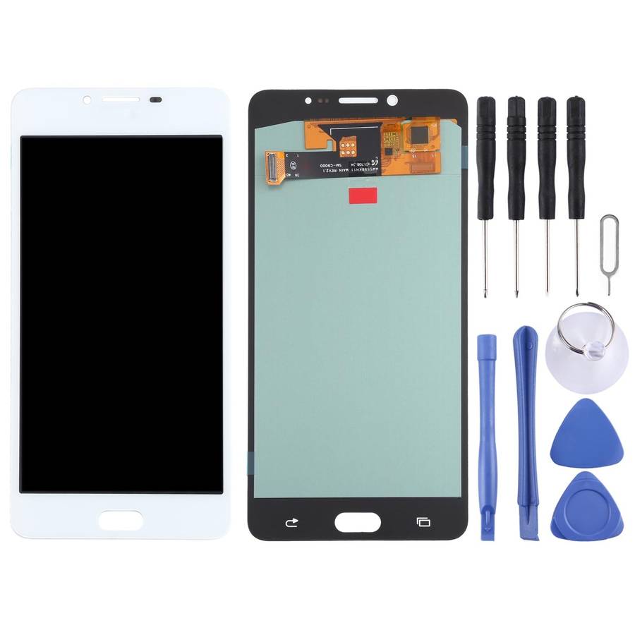 OLED Material LCD Screen and Digitizer Full Assembly for Samsung Galaxy C9 Pro SM-C9000/C900(White)