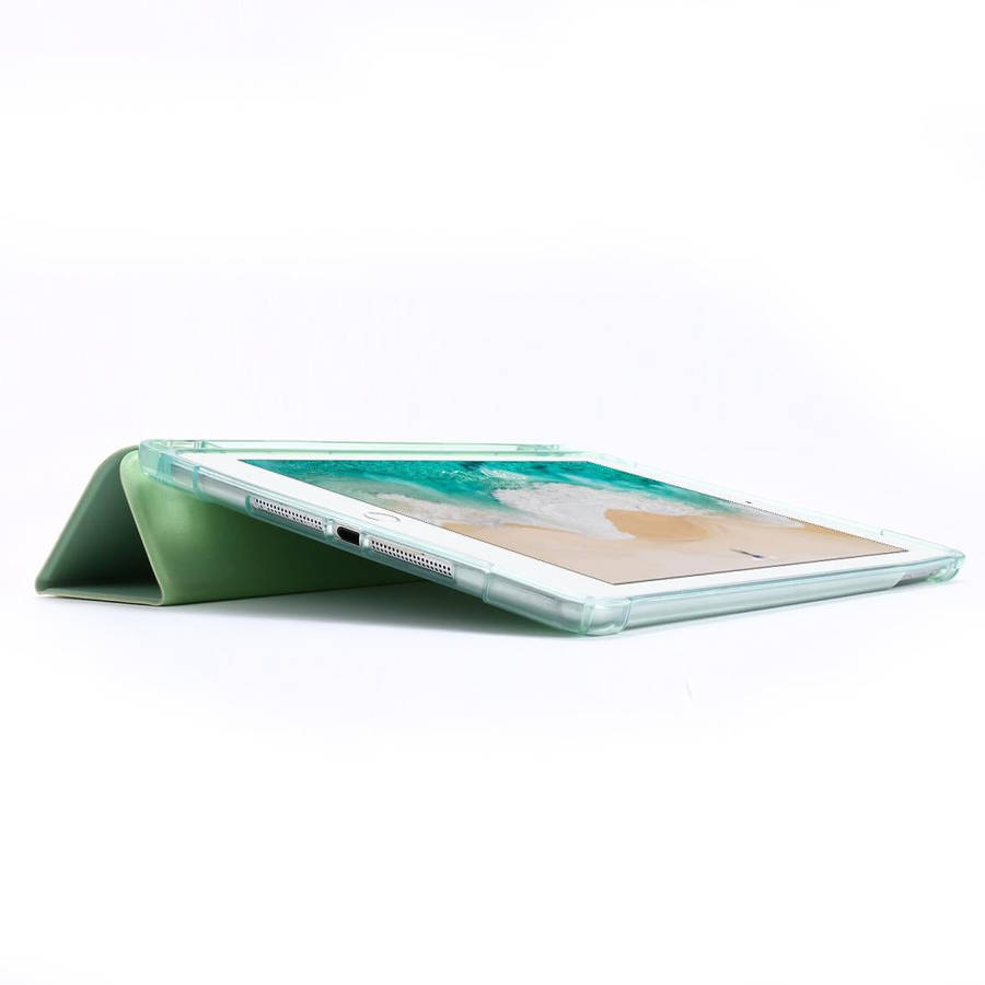 For iPad Air 2 Airbag Horizontal Flip Leather Case with Three-fold Holder & Pen Holder(Mint Green)