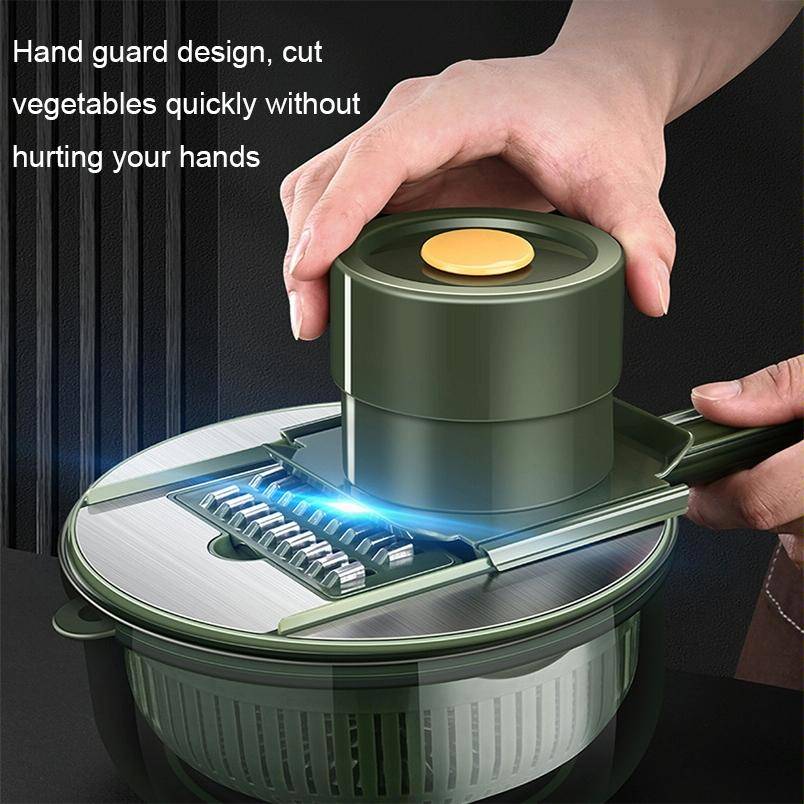 6 In 1 Hand-guard Vegetable Cutter with Water Filter and Storage Function(Green)