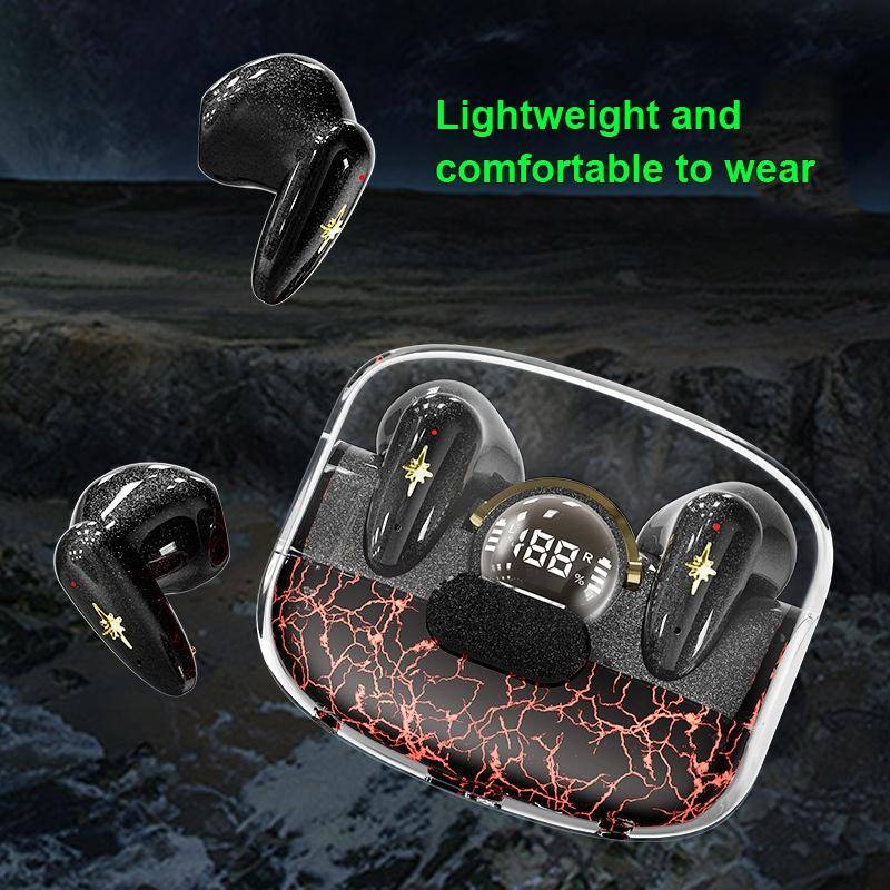 TWS Wireless Bluetooth Headset In-ear Space Capsule Gaming Headset(Transparent Black)